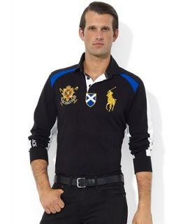 Polo Ralph Lauren Shirt, Custom Fit Long Sleeve Black Watch Pieced Jersey Rugby   Polos   Men