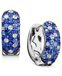 Saph Splash by EFFY Shades Of Sapphire Hoop Earrings (2 3/4 ct. t.w.) in Sterling Silver   Earrings   Jewelry & Watches