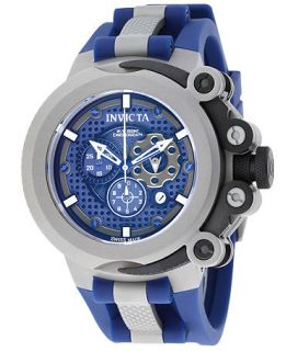 Invicta Watch, Mens Swiss Chronograph Coalition Forces Stainless Steel and Blue Polyurethane Strap 55mm 957   Watches   Jewelry & Watches