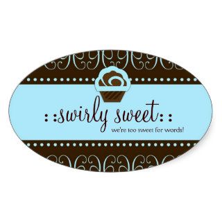 311 Baby Blue Swirly Sweet Oval Stickers