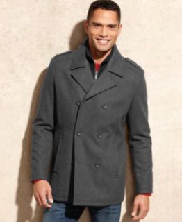 Kenneth Cole Coat, Wool Blend Peacoat with Scarf   Coats & Jackets   Men