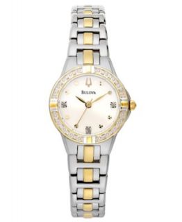 Bulova Womens Diamond Accent Two Tone Stainless Steel Bracelet Watch 24mm 98R159   Watches   Jewelry & Watches