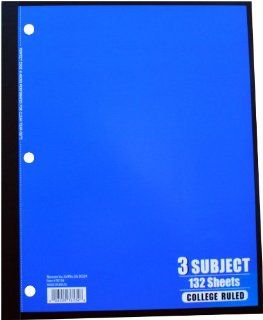 Norcom 3 Subject Wireless Notebook College Ruled, 10.5 x 8 Inches, 5 Assorted Colors, 132 Sheets, 1 Notebook per Order, Color May Vary (76134 24) 