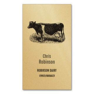 Gold Vintage Dairy Cow Farmer Butcher Business Business Card