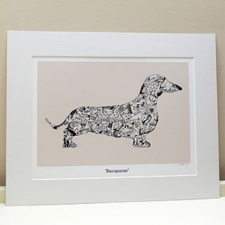 dachshund print by louise tate illustration