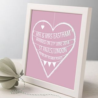 personalised wedding heart print by modo creative