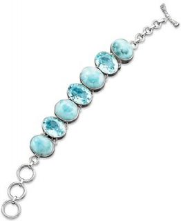 Sterling Silver Bracelet, Larimar and Blue Topaz   Bracelets   Jewelry & Watches