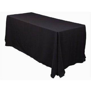 LinenTablecloth 90 x 132 Inch Rectangular Polyester Tablecloth Black  