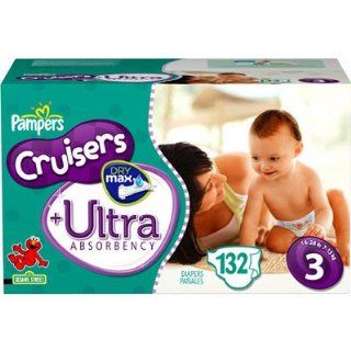 Pampers Cruisers +Ultra Absorbency Size 3 Diapers with Dry Max   132 Count Health & Personal Care