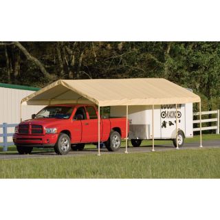 ShelterLogic Super Max 12Ft.W Commercial Canopy — 26ft.L x 12ft.W x 9ft. 8in.H, 2in. Frame, 10-Leg, Tan, Model# 29770  Super Max   2in. Dia. Frame Canopies