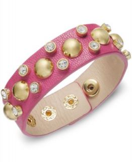 Juicy Couture Gold Tone Stud and Crystal Accent Leopard Leather Bracelet   Fashion Jewelry   Jewelry & Watches