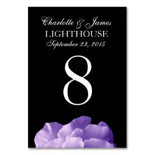 Purple Rose Wedding Table Number Card Table Card
