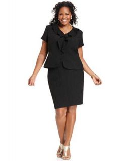 Nipon Boutqiue Plus Size Suit, Short Sleeve Ruffled Jacket & Skirt   Suits & Separates   Plus Sizes
