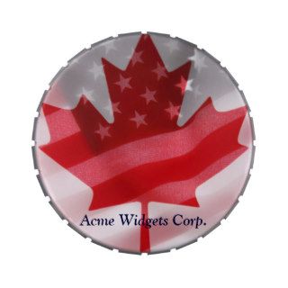 American and Canadian flags large candy tin