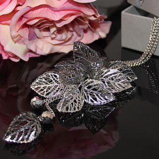 silver leaf necklace by my posh shop