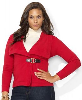 Lauren Ralph Lauren Plus Size Long Sleeve Buckle Front Wrap Sweater   Jackets & Blazers   Plus Sizes