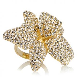 Joan Boyce Clear Crystal Pavé Flower Ring