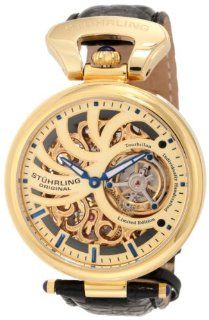 Stuhrling Original Men's 127C.333514 Tourbillon Emperors Tourbillon Limited Edition Mechanical Skeleton Gold Tone Watch Watches