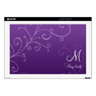 Stylish Swirl Custom Monogram Purple Laptop Decals