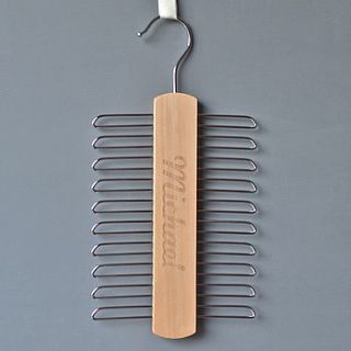 engraved personalised tie hanger by clouds and currents