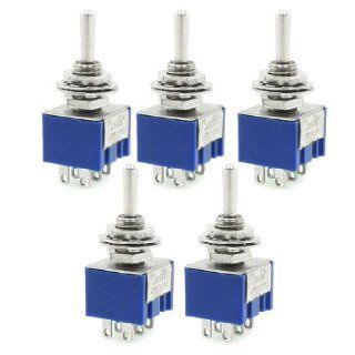 5 Pcs ON ON 3 Terminals Double Pole Dual Throw Toggle Switch 6A 125VAC   Electrical Outlet Switches  