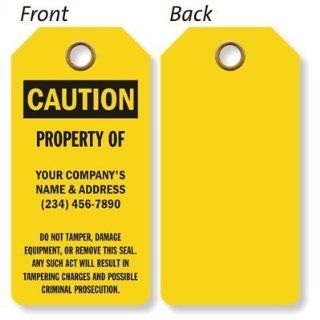 Add Company's Name & Address, Vinyl 15 mil Plastic, Eyelet, 20 Tags / pack, 4.25" x 2.125"  Blank Labeling Tags 