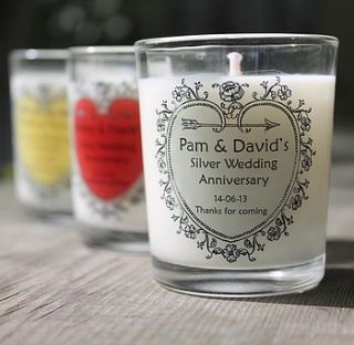 wedding anniversary personalised candles by hearth & heritage scented candles