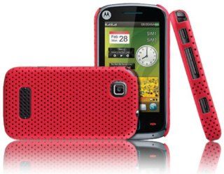 Red Motorola EX128 EX128G EX124 EX124G Mesh Hard Cover Skin Case Protector Cell Phones & Accessories