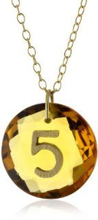 Charmed Circle "Like Letter" Citrine "5" Necklace Pendant Necklaces Jewelry