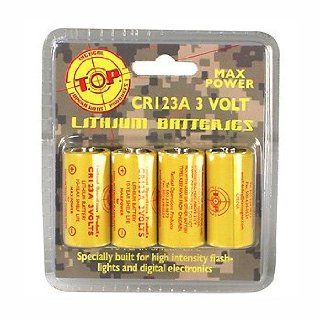 T.O.P High Power 3 Volt CR123A Lithium Battery 4 Pack Sports & Outdoors