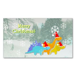 Cute Dinosaurs Small Christmas Greetings Cards Business Card Template
