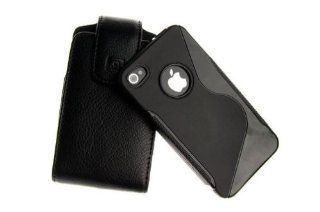 Apple iPhone 4/4S CASE123 Oversized Genuine Leather Holster with Belt Clip and TPU Gel Skin Case Cover Cell Phones & Accessories