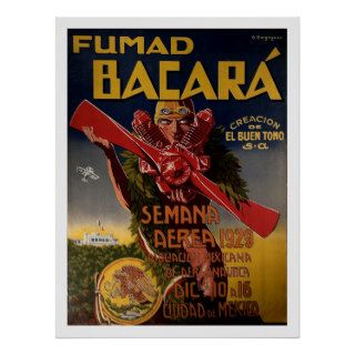 1929 Aviation Poster "Fumad Bacara"