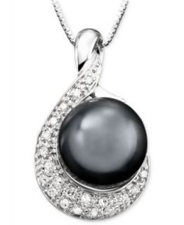 14k White Gold Jewelry Collection, Cultured Tahitian Pearl and Diamond Swirl Jewelry Ensemble   Jewelry & Watches