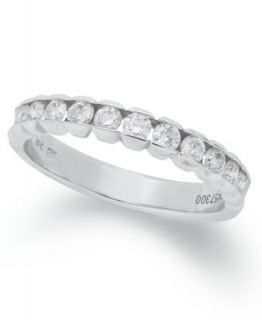 Diamond Ring, 14k White Gold Seven Diamond Anniversary Band   Rings   Jewelry & Watches
