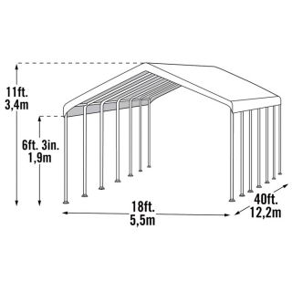 ShelterLogic Super Max 18ft.W Commercial Canopy — 40ft.L x 18ft.W x 11ft.H, 2in. Frame, 14-Leg, Model# 26764  Super Max   2in. Dia. Frame Canopies