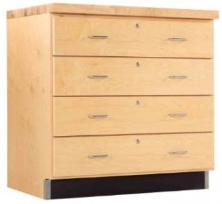 Diversified Woodcrafts 121 3622M Solid Maple Wood Base Cabinet with 4 Locking Drawer, 36" Width x 35" Height x 22" Depth Science Lab Cabinets