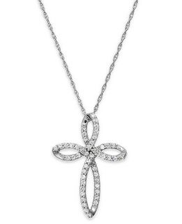 Diamond Necklace, Sterling Silver Diamond Cross Pendant (1/4 ct. t.w.)   Necklaces   Jewelry & Watches