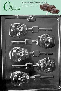 Cybrtrayd H121 Scary Skull Lolly Chocolate Candy Mold with Exclusive Cybrtrayd Copyrighted Chocolate Molding Instructions Candy Making Molds Kitchen & Dining