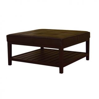 Cote Multifunctional Dark Brown Leather Ottoman and Accent Table