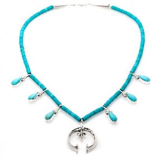 Chaco Canyon Southwest Turquoise Bead Sterling Silver "Naja" Drop Necklace