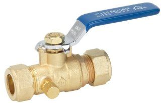 Homewerks 119 1 12 12 No Lead Full Port Ball Valve with Drain with 1/4 Turn Compression x Compression, Brass, 1/2 Inch