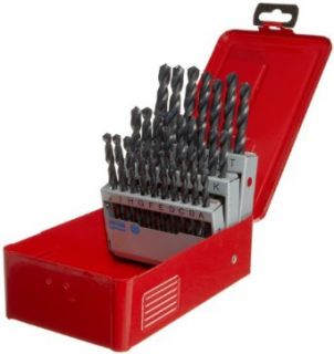 Dormer A190 High Speed Steel Jobber Length Drill Bit Set with Plastic Case, Black Oxide Finish, 118 Degree Conventional Point, Letter Size, 26 piece, A to Z
