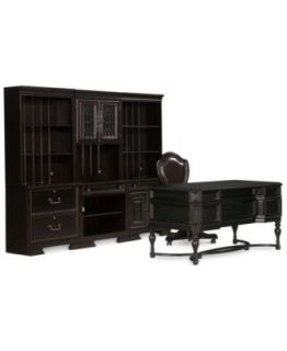 Goodwin Ebony Home Office 8 Piece Set (Executive Desk, Chair, 2 Open Hutches, Door Hutch, Desk Base, File Base & Shelf Base)   Furniture
