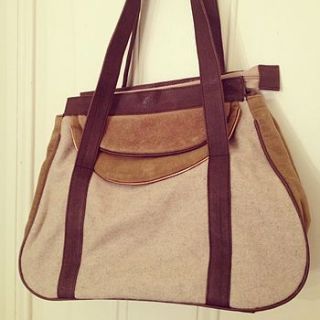 brown felt and leather handbag by fox in love