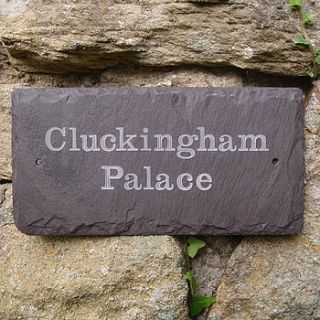 engraved slate chicken shed sign by winning works