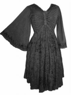 117D Agan Traders Medieval Butterfly Embroidered Bell Sleeve Dress
