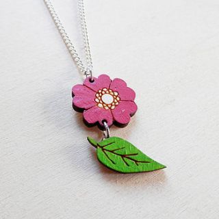little pink flower necklace by kate rowland illustration