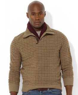 Polo Ralph Lauren Big and Tall Sweater, Tattersall Brushed Cotton Mock Neck   Sweaters   Men