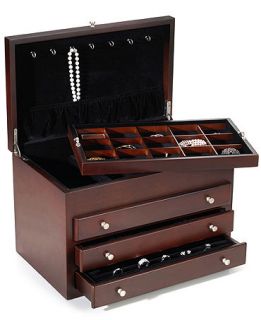 Wallace Jewelry Box, Dark Walnut Stratford with 3 Drawers   Collections   For The Home